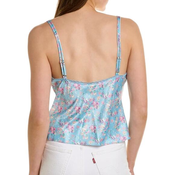 NWOT LoveShackFancy Lylia Blue Floral Satin Cami Top in Pool Party - Picture 8 of 9